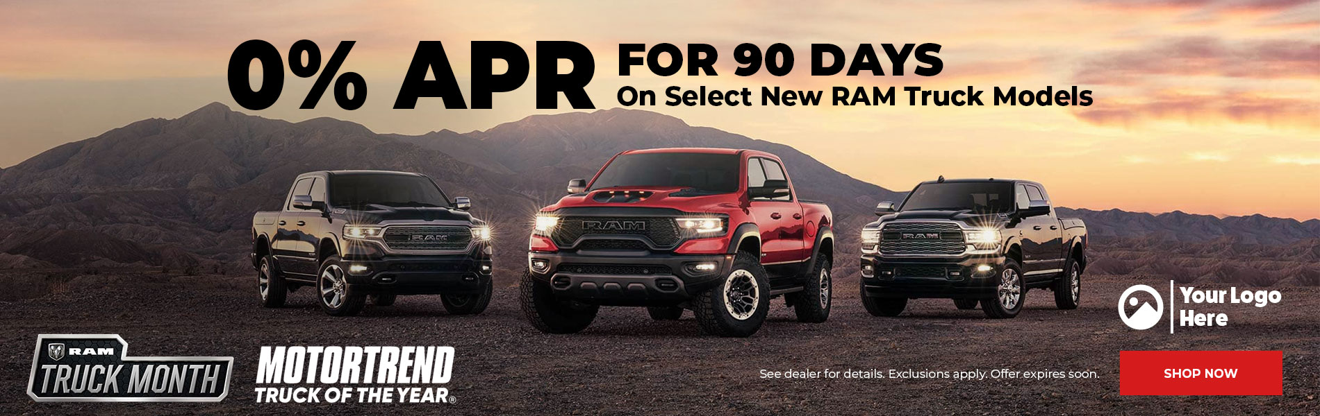 0% APR for 90 Days on Select New RAM Truck Models